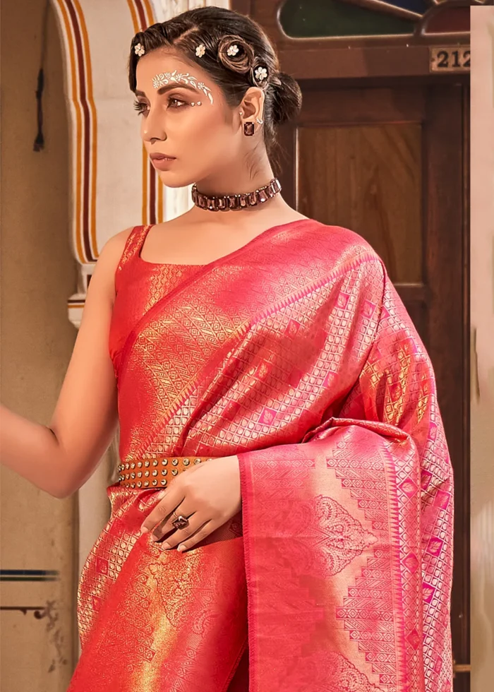 Rani Pink Kanjivaram Silk Saree Urban Womania