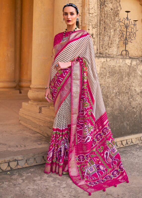 Dark Pink Woven Patola Silk Saree