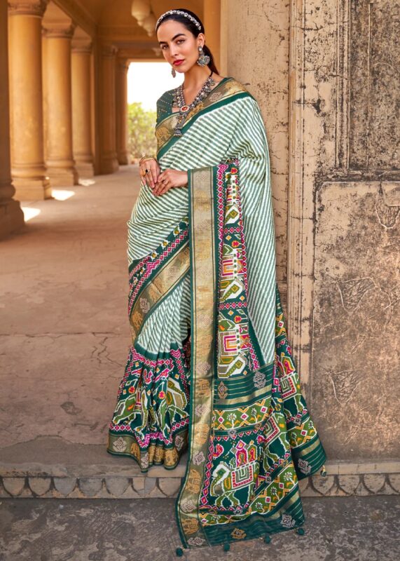 Emerald Green Woven Patola Silk Saree