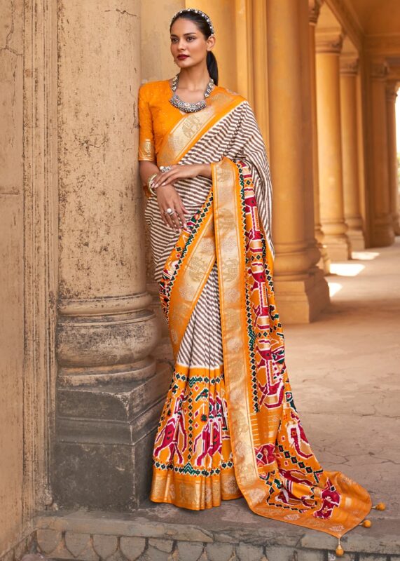 Turmeric Yellow Woven Patola Silk Saree