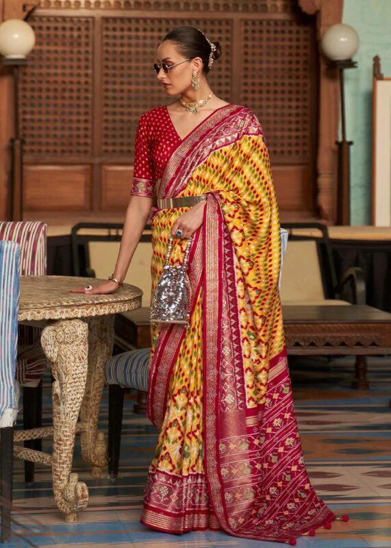 Yellow Patola Silk Saree