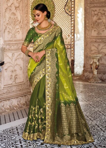 Green Dual-tone Woven Banarasi Silk Saree