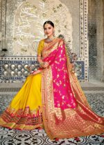 Pink & Yellow Dual-Colour Woven Banarasi Silk Saree