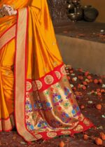 Orange Woven Paithani Silk Saree