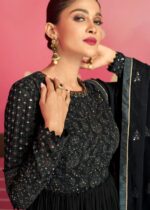 Black Embroidery Anarkali Suit