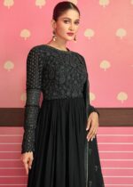 Black Embroidery Anarkali Suit