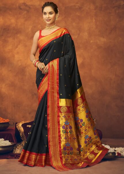 Black Paithani Silk Saree