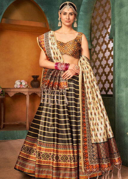 Brown Silk Lehenga Choli