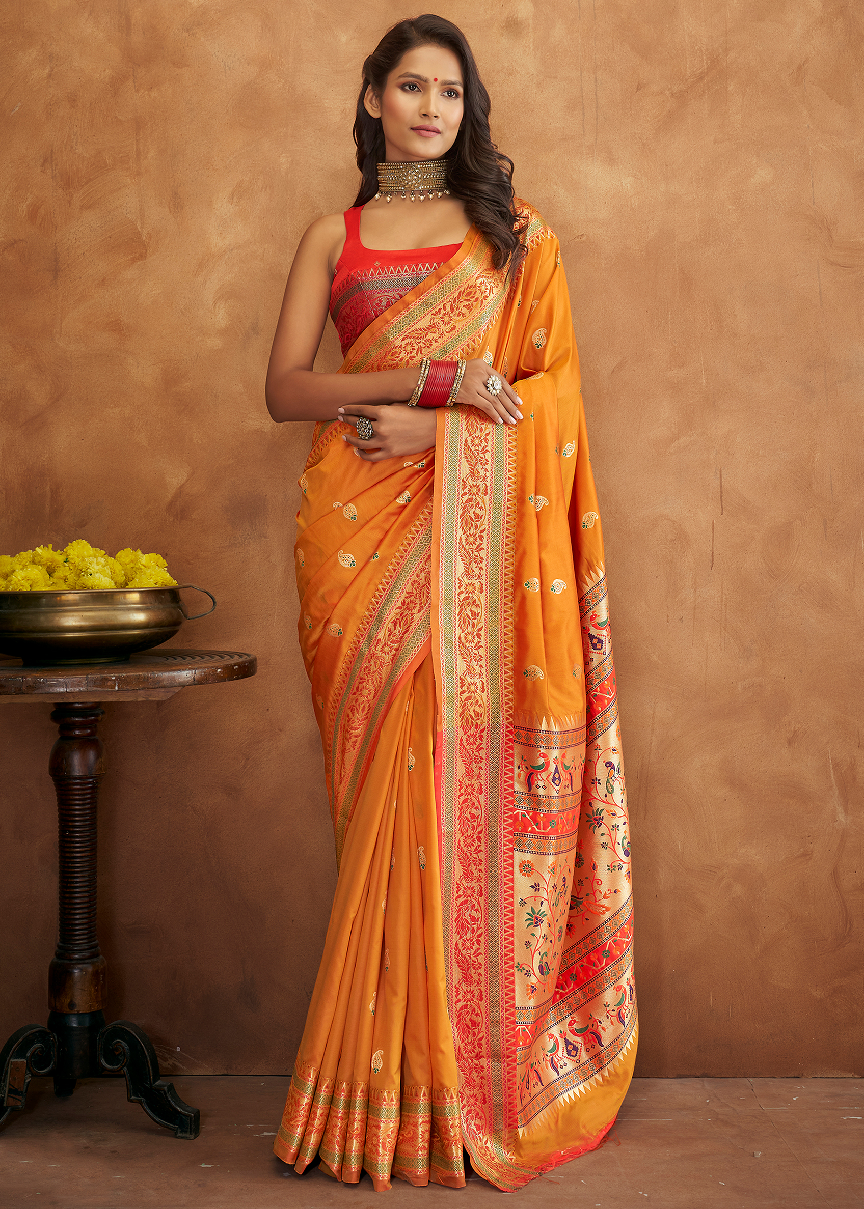 Yellow Pure Organza Banarasi Saree | Koselly