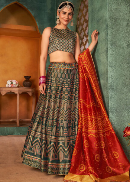 Fern Green Silk Lehenga Choli