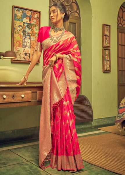 Fuchsia Pink Banarasi Saree