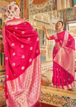 Fuchsia Pink Satin Silk Saree