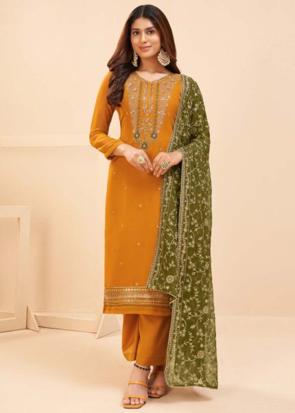 Mustard Yellow Georgette Suit