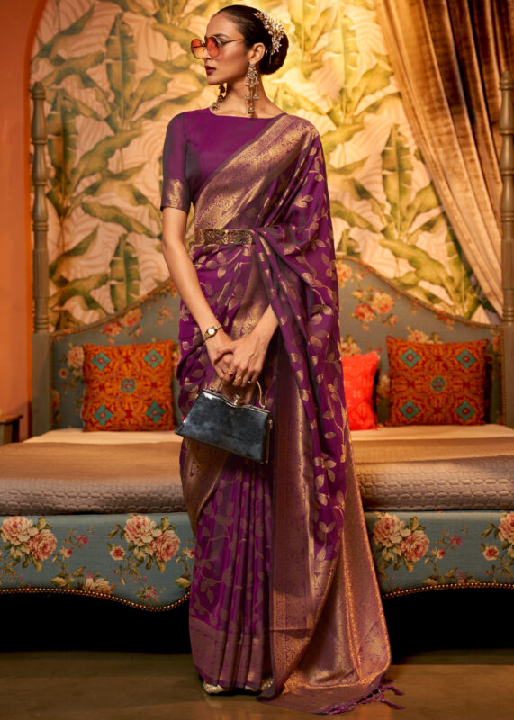 Jamun Purple Banarasi Saree