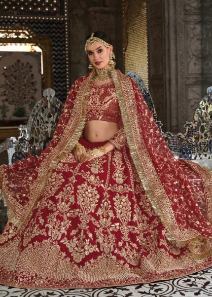 Maroon Heavy Embroidery Lehenga