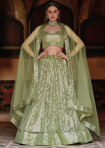 Mint Green Sequins Lehenga