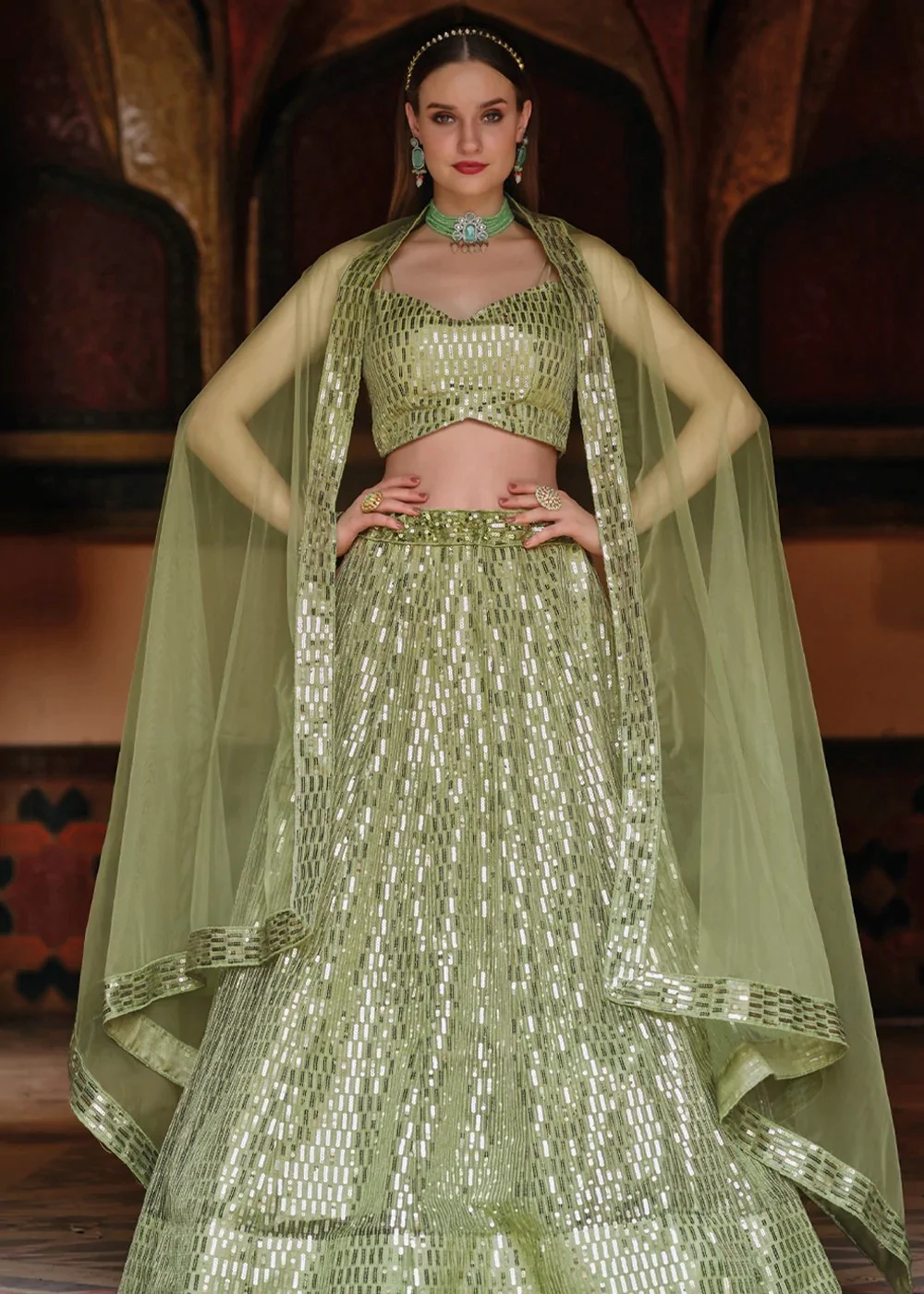 Mint green sale lehenga choli