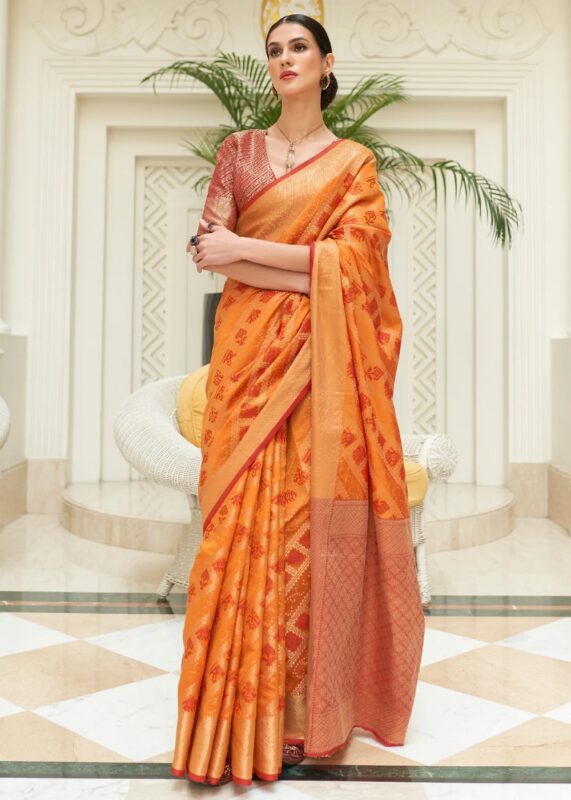 Orange Patola Silk Saree