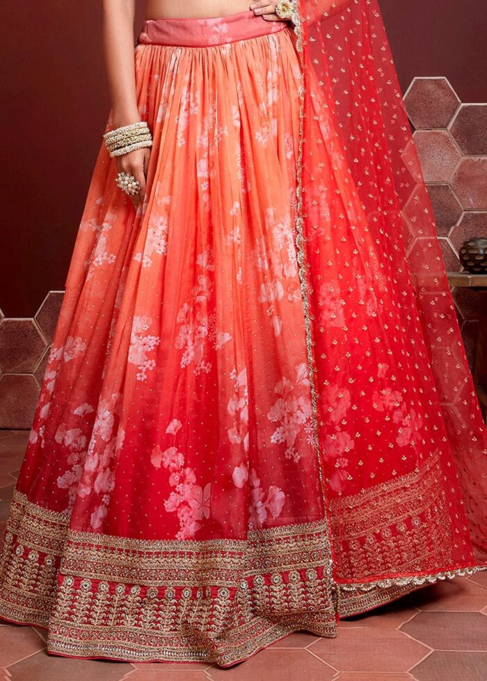 Orange Silk Lehenga Choli