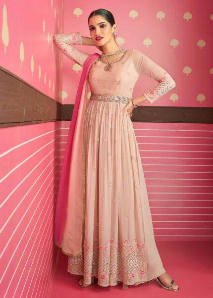 Peachy Pink Anarkali Suit