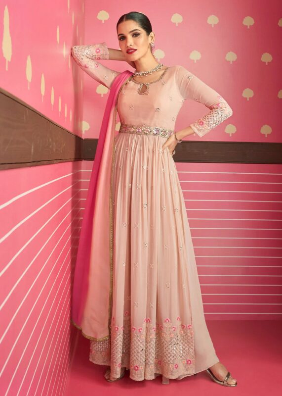 Peachy Pink Anarkali Suit