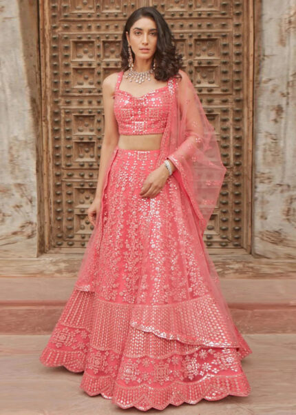 Pink Embroidered Lehenga Choli