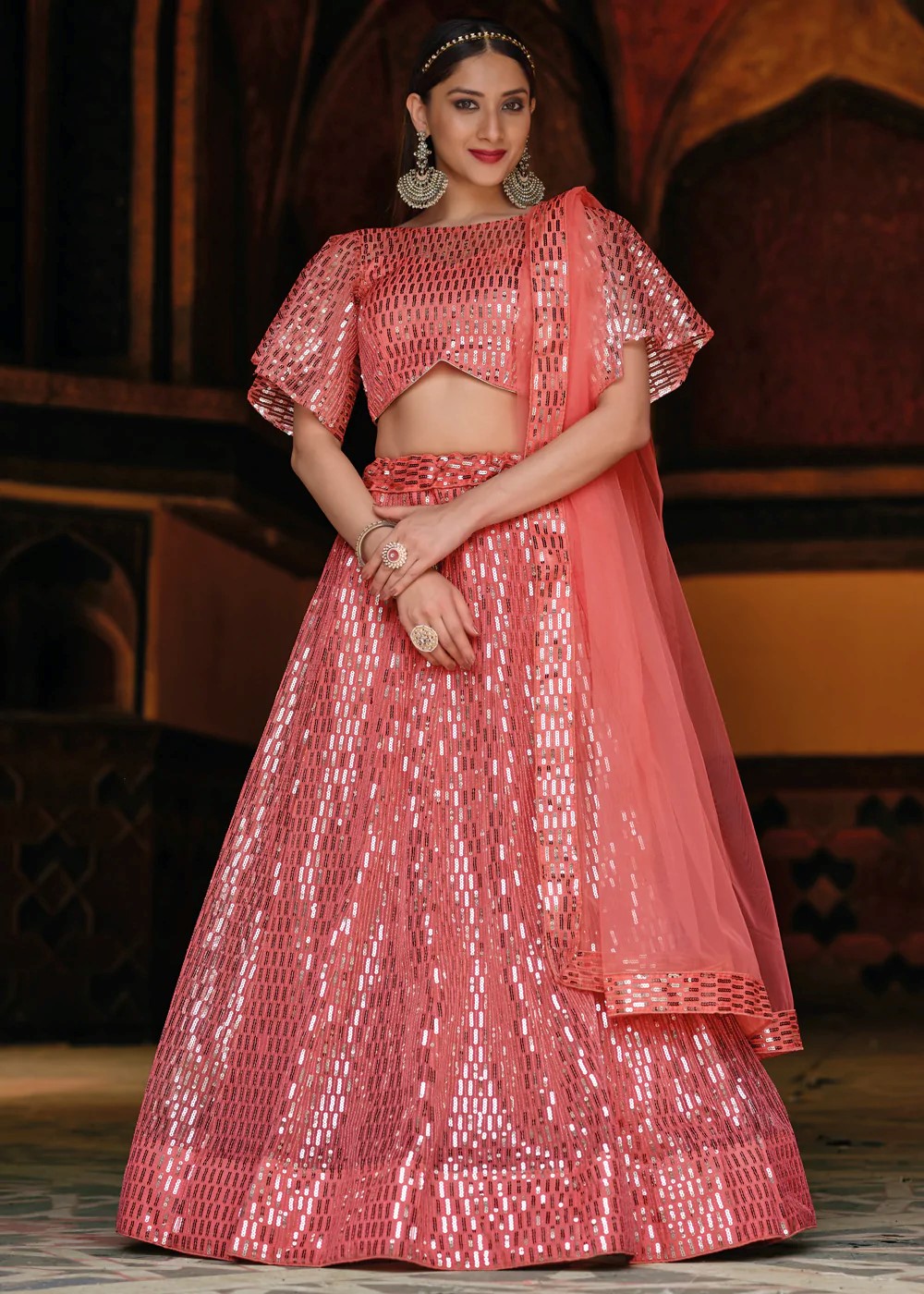 Net Sequins Lehenga Choli