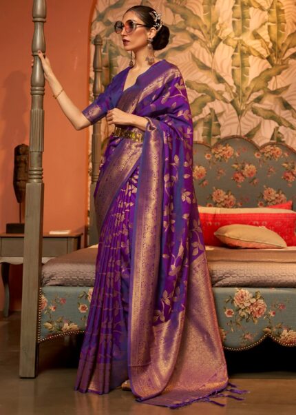 Purple Banarasi Silk Saree