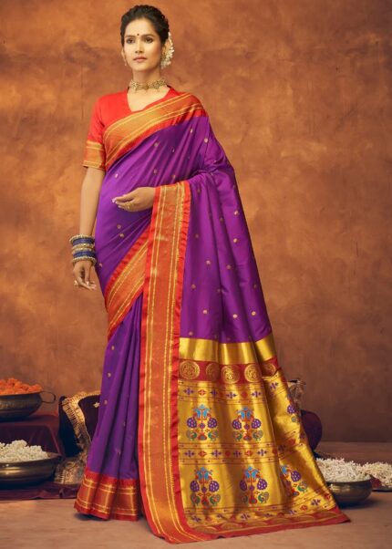 Purple Paithani Silk Saree