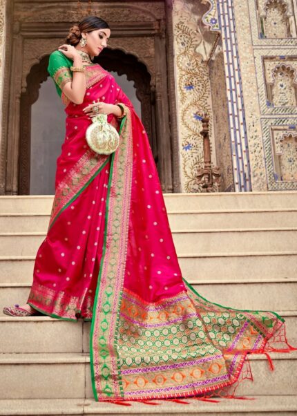 Ruby Pink Banarasi Saree