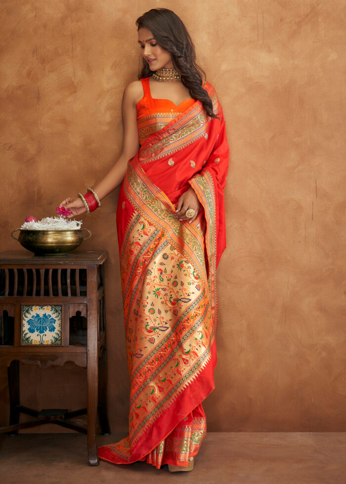 Scarlet Red Banarasi Saree