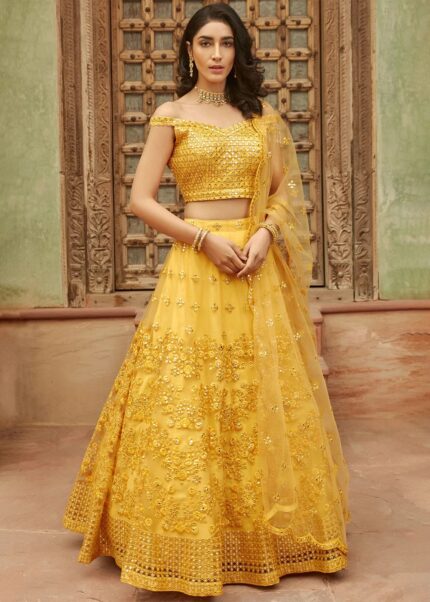 Yellow Embroidered Lehenga Choli