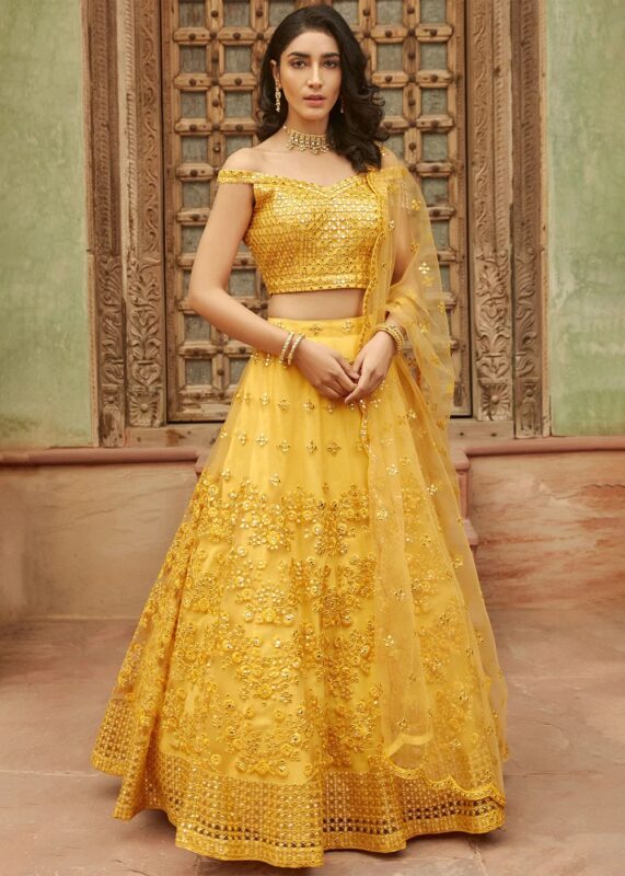 Yellow Embroidered Lehenga Choli