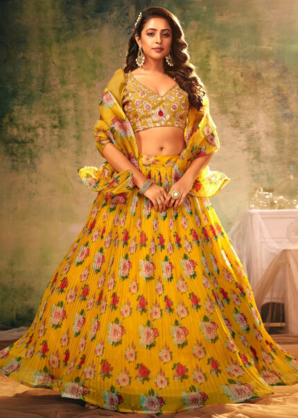 Yellow Organza Lehenga Choli