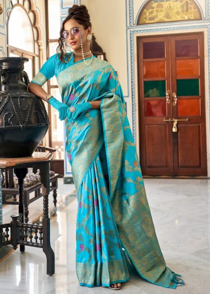 Blue Dola Silk Saree