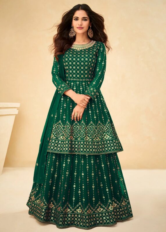 Dark Green Anarkali Lehenga Suit