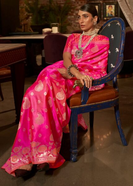 Dark Pink Banarasi Saree