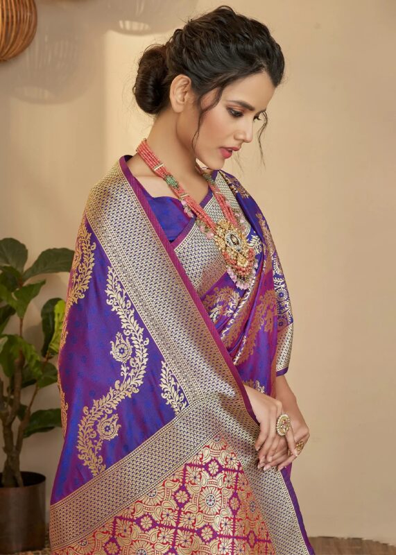 Dazzling Purple Banarasi Saree