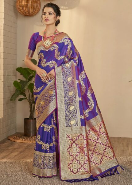 Dazzling Purple Banarasi Saree