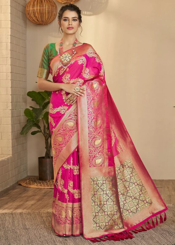 Fandango Pink Banarasi Saree