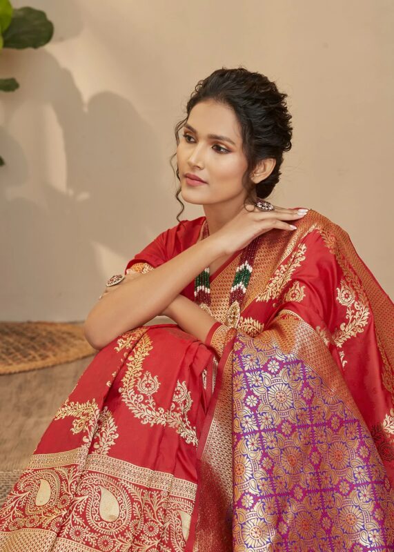 Fiesta Red Banarasi Saree