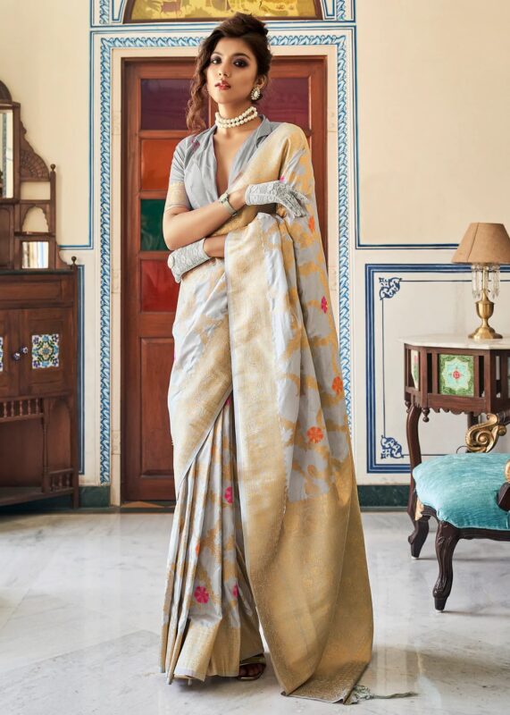 Gray Dola Silk Saree