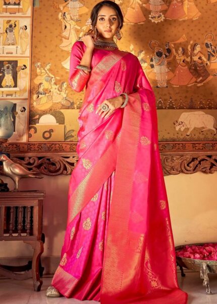 Hot Pink Kanjivaram Saree