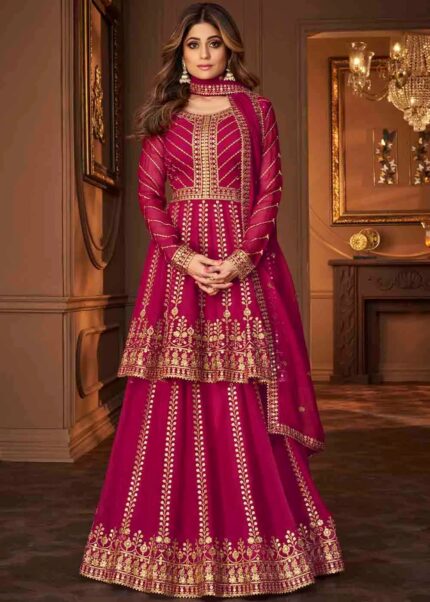 Magenta Anarkali Lehenga Suit