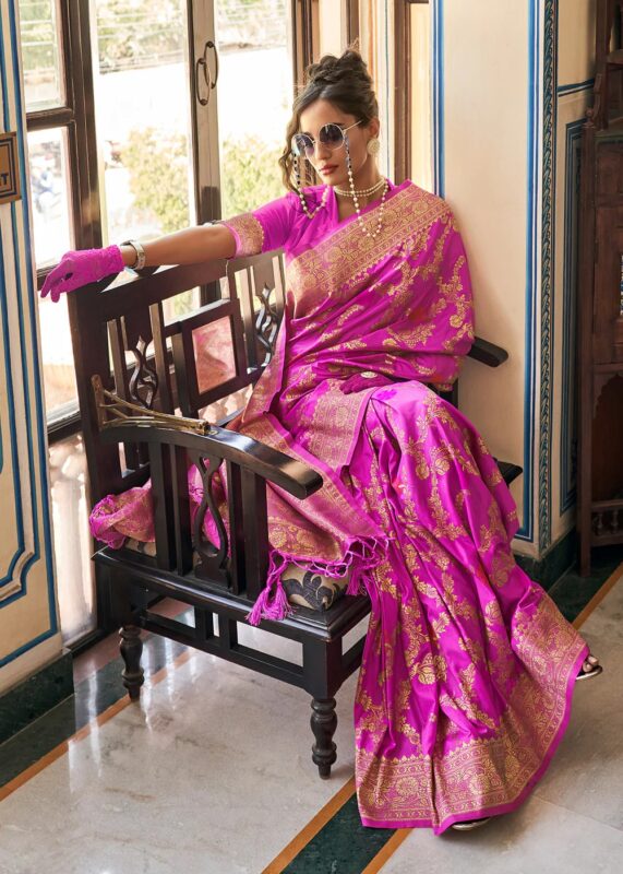 Magenta Dola Silk Saree