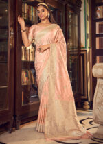 Peach Banarasi Satin Silk Saree