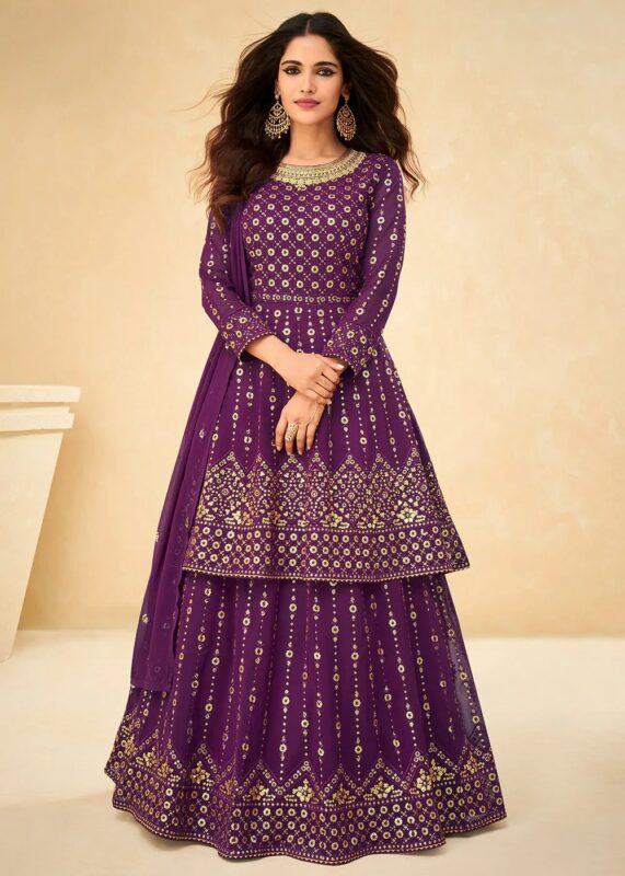 Purple Anarkali Lehenga Suit