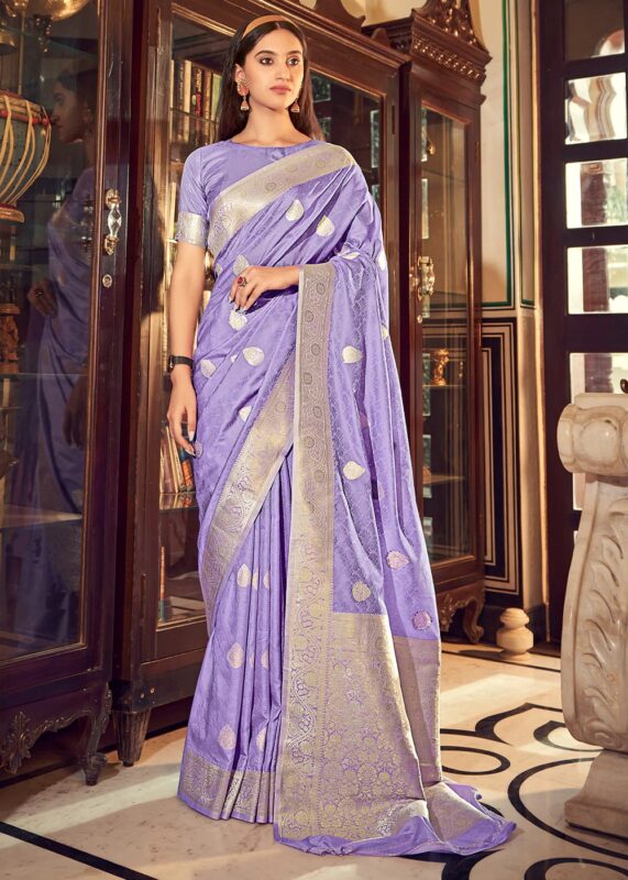 Purple Banarasi Satin Silk Saree