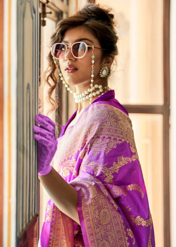 Purple Dola Silk Saree