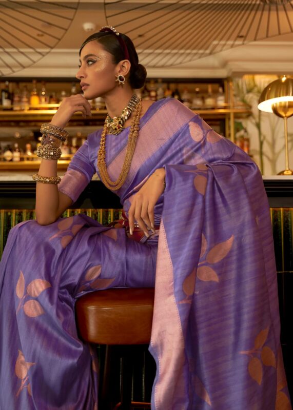 Purple Tussar Silk Saree